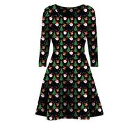 STAR FASHION Women's Christmas Party Dress with Snowman Print - Skater Dress for Ladies - Secret Santa Gift - SF0159 - Size 16-18