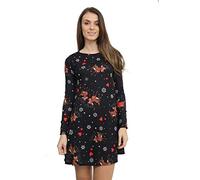 STAR FASHION Women's Christmas Party Dress with Snowman Print - Swing Skater Dress for Ladies - Secret Santa Gift - Rudolph Theme - Size 16-18