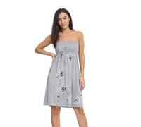 STAR FASHION Womens Chunky Flower Print Sheering Top Bandeau Boobtube Summer Mini Tunic Top Ladies Dress UK 8 to 22 Light Grey