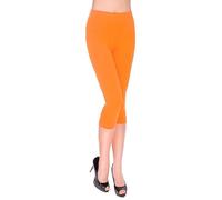 STAR FASHION Womens Cropped 3/4 Length Leggings Soft Active Wear Capri Pants Comfy High Waist Legging Orange 20 to 22