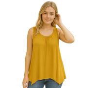 STAR FASHION Womens Hanky Hem Top Plus Size Ladies Sleeveless Scoop Neck Henky Vest Top Summer Wear Mustard UK 24-26