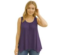 STAR FASHION Womens Hanky Hem Top Plus Size Ladies Sleeveless Scoop Neck Henky Vest Top Summer Wear Purple UK 20-22