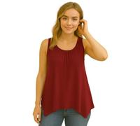 STAR FASHION Womens Hanky Hem Top Plus Size Ladies Sleeveless Scoop Neck Henky Vest Top Summer Wear Wine UK 24-26