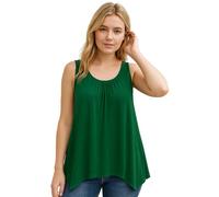 STAR FASHION Womens Hanky Hem Top Plus Size Ladies Sleeveless Scoop Neck Henky Vest Top Summer Wear Bottle Green UK 24-26