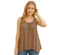 STAR FASHION Womens Hanky Hem Top Plus Size Ladies Sleeveless Scoop Neck Henky Vest Top Summer Wear Mocha UK 20-22
