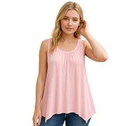 STAR FASHION Womens Hanky Hem Top Plus Size Ladies Sleeveless Scoop Neck Henky Vest Top Summer Wear Bottle Green UK 24-26