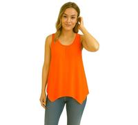 STAR FASHION Womens Hanky Hem Top Plus Size Ladies Sleeveless Scoop Neck Henky Vest Top Summer Wear Neon Orange UK 20-22