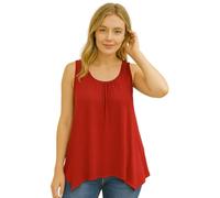 STAR FASHION Womens Hanky Hem Top Plus Size Ladies Sleeveless Scoop Neck Henky Vest Top Summer Wear Red UK 24-26