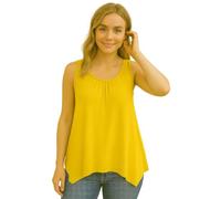 STAR FASHION Womens Hanky Hem Top Plus Size Ladies Sleeveless Scoop Neck Henky Vest Top Summer Wear Yellow UK 20-22