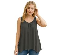 STAR FASHION Womens Hanky Hem Top Plus Size Ladies Sleeveless Scoop Neck Henky Vest Top Summer Wear Charcoal UK 20-22