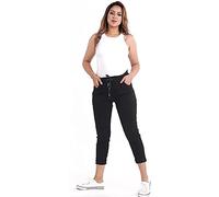 STAR FASHION Women's Italian Elastic Waist Trouser Plain Magic Pants Army Camouflage Print Ladies Casual Active Yoga Joggers Side Pockets Drawstring Waist Belt Trousers UK 8-22