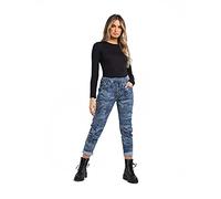 STAR FASHION Women's Italian Elastic Waist Trouser Plain Magic Pants Army Camouflage Print Ladies Casual Active Yoga Joggers Side Pockets Drawstring Waist Belt Trousers UK 8-101