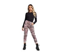 STAR FASHION Women's Italian Elastic Waist Trouser Plain Magic Pants Army Camouflage Print Ladies Casual Active Yoga Joggers Side Pockets Drawstring Waist Belt Trousers UK 8-116