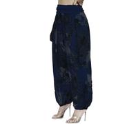 STAR FASHION Womens Italian Hareem Trouser Ladies Full Length Paisley Printed Baggy Harem Ali Baba Pants Jersey Waistband Casual Wear Paisley Navy 20-22