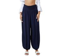 STAR FASHION Womens Italian Hareem Trouser Ladies Full Length Plain Baggy Harem Ali Baba Pants Jersey Waistband Casual Wear Navy 24-26