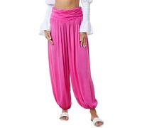 STAR FASHION Womens Italian Hareem Trouser Ladies Full Length Plain Baggy Harem Ali Baba Pants Jersey Waistband Casual Wear Hot Pink 20-22