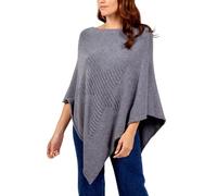 STAR FASHION Womens Italian Knitted Lagenlook Star Poncho Top New Ladies Pattern Ribbed Star Asymmetric Hem Cape Shawl Soft Sweater One Size Dark Grey