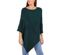 STAR FASHION Womens Italian Knitted Lagenlook Star Poncho Top New Ladies Pattern Ribbed Star Asymmetric Hem Cape Shawl Soft Sweater One Size Bottle Green
