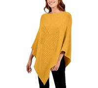 STAR FASHION Womens Italian Knitted Lagenlook Star Poncho Top New Ladies Pattern Ribbed Star Asymmetric Hem Cape Shawl Soft Sweater One Size Mustard