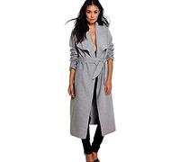 STAR FASHION Womens Italian Long Duster Coat Ladies Long Sleeve French Belted Trench Waterfall Jacket | UK One Size 8-14/16-22 |