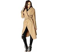 STAR FASHION Womens Italian Long Duster Coat Ladies Long Sleeve French Belted Trench Waterfall Jacket | UK One Size 8-14/16-22 |