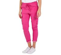 STAR FASHION Women's Italian Plain High Waisted Jeans Magic Pants Casual Look Pockets Stretchy Designer Jean Joggers Lagenlook Style Turn Up Ladies Cargo Plus Size Trousers Hot Pink 20-22