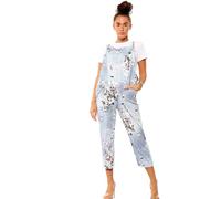STAR FASHION Women's Ladies Dungarees Jumpsuit Sleeveless Overalls Playsuit Loose Baggy Retro Italian Trouser Long Pants Denim Floral Tie Dye Prints/Large