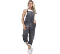 STAR FASHION Women's Ladies Dungarees Jumpsuit Sleeveless Overalls Playsuit Loose Baggy Retro Italian Trouser Long Pants Denim Floral Tie Dye Prints/Small