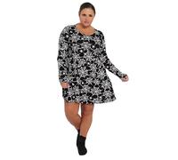 STAR FASHION Women's Ladies Long Sleeve Peter Pan Collar Flared Festive Halloween Swing Dress Top A-Line Plus Size Jersey Spider Web 20-22