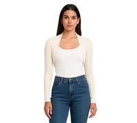STAR FASHION Womens Long Sleeve Bolero Shrug Ladies Mini Blouse Open Front Cropped Top Lightweight Summer Cardigans Jacket Cream 8-10
