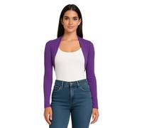STAR FASHION Womens Long Sleeve Bolero Shrug Ladies Mini Blouse Open Front Cropped Top Lightweight Summer Cardigans Jacket | Purple | 8-10