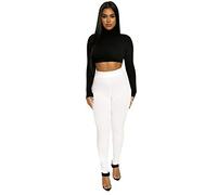 STAR FASHION Women's Long Sleeve Knitted Polo Neck Crop Top Ladies High Roll Neck Jumpers Sweatshirts Size | UK 8-14 | Black
