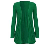 STAR FASHION Women's Long Sleeve Open Front Boyfriend Cardigan Ladies Lightweight Draped Knitwear Jacket with Pockets Casual Layering Jumper for Work Everyday Wear Jade Green 8-10