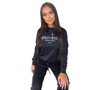 STAR FASHION Womens Long Sleeve Yves Saint West Print Top and Shirt Co-ord 2 Piece Loungewear Tracksuit Set with cuffed Bottoms Ladies Round Neck Summer Casual Outfit UK Size 8 To 22