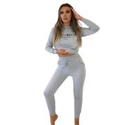 STAR FASHION Womens Long Sleeve Yves Saint West Print Top and Shirt Co-ord 2 Piece Loungewear Tracksuit Set with cuffed Bottoms Ladies Round Neck Summer Casual Outfit UK Size 8 To 22