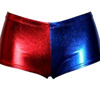 STAR FASHION Women's Metallic Wet Look Leggings Shorts Skirts Shiny Skinny Sexy Hot Pants Fancy Costume Halloween Party Dresses Red/Royal Blue UK Size 8-26