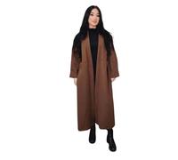 STAR FASHION Womens Oversized Long Baggy Jacket Coat Batwing Long Sleeve Ladies Waterfall Open Front Long Cardigan with 2 Pockets Chocolate