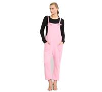 STAR FASHION Womens Plain Dungarees Jumpsuit Ladies Sleeveless Overalls Playsuit Loose Baggy Retro Italian Trouser Long Pants Large Baby Pink