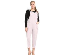 STAR FASHION Womens Plain Dungarees Jumpsuit Ladies Sleeveless Overalls Playsuit Loose Baggy Retro Italian Trouser Long Pants Medium Dusty Pink