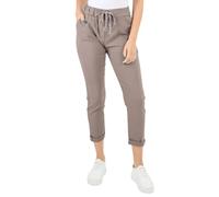 STAR FASHION Women's Plain Magic Trousers Italian Back Pockets Magic Yoga Pants Lagenlook Jogger Active Casual Stretchy Joggers Pant Brown-8-10