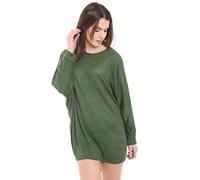 STAR FASHION Women's Plus Plain Oversized Long Sleeve Baggy Batwing Knit Dip Hem Ladies Top Loose Fit Summer Shirts UK Sizes (16-26) Khaki