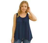 STAR FASHION Womens Hanky Hem Top Plus Size Ladies Sleeveless Scoop Neck Henky Vest Top Summer Wear Navy UK 16-18