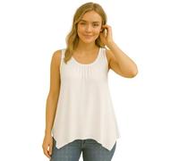 STAR FASHION Womens Hanky Hem Top Plus Size Ladies Sleeveless Scoop Neck Henky Vest Top Summer Wear White UK 12-14