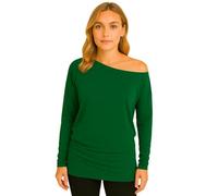 STAR FASHION Women's Plus Size Off Shoulder Top Plain Batwing Long Sleeve Ladies Baggy Batwing Shirt Jumper Loose Off Shoulder Neck