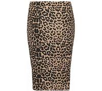 STAR FASHION Women's Plus Size Printed Bodycon Midi Skirt Stretch Office Wear Pencil Wiggle Skirts Brown Leopard-24-26