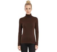 STAR FASHION Womens Polo Neck Jumper Tops Long Sleeve Ladies Roll Turtle Neck Plain Knitted Pullover Sweatshirt for Ladies Stretch Lightweight Sweater Top Dark Brown 20-22