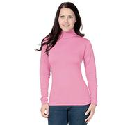 STAR FASHION Womens Polo Neck Jumper Tops Long Sleeve Ladies Roll Turtle Neck Plain Knitted Pullover Sweatshirt for Ladies Stretch Lightweight Sweater Top Baby Pink 24-26