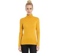 STAR FASHION Womens Polo Neck Jumper Tops Long Sleeve Ladies Roll Turtle Neck Plain Knitted Pullover Sweatshirt for Ladies Stretch Lightweight Sweater Top Yellow 16-18