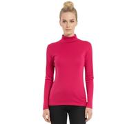 STAR FASHION Womens Polo Neck Jumper Tops Long Sleeve Ladies Roll Turtle Neck Plain Knitted Pullover Sweatshirt for Ladies Stretch Lightweight Sweater Top Cerise 12-14