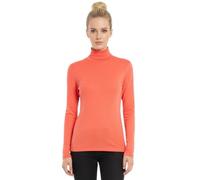 STAR FASHION Womens Polo Neck Jumper Tops Long Sleeve Ladies Roll Turtle Neck Plain Knitted Pullover Sweatshirt for Ladies Stretch Lightweight Sweater Top Coral 20-22
